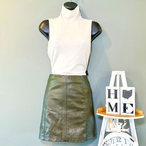 Francesca’s Collections Olive Green Faux Leather Skirt